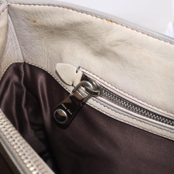 Miu Miu Hand Bag Leather 2way Gray Silver Auth 185170V