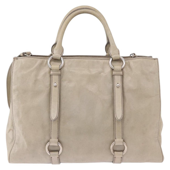 Miu Miu Hand Bag Leather 2way Gray Silver Auth 185170V