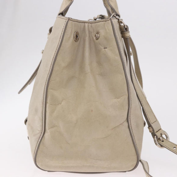 Miu Miu Hand Bag Leather 2way Gray Silver Auth 185170V