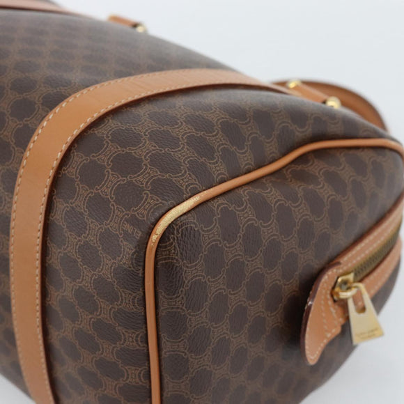 CELINE Macadam Canvas Hand Bag PVC Leather Brown Gold Auth 185171V