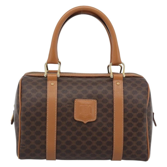 CELINE Macadam Canvas Hand Bag PVC Leather Brown Gold Auth 185171V