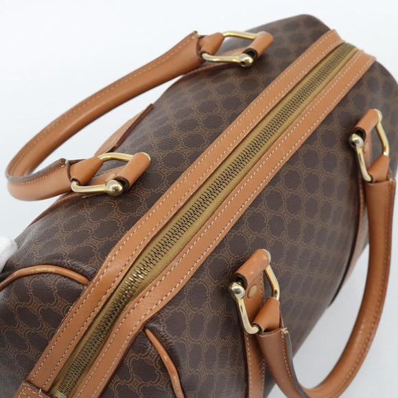 CELINE Macadam Canvas Hand Bag PVC Leather Brown Gold Auth 185171V