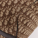 Christian Dior Trotter Canvas Boston Bag Brown Gold Auth 185175A-14