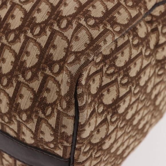 Christian Dior Trotter Canvas Boston Bag Brown Gold Auth 185175A