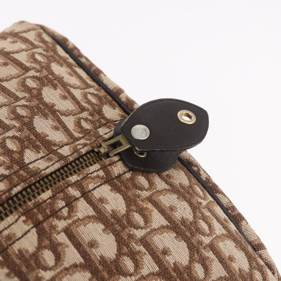 Christian Dior Trotter Canvas Boston Bag Brown Gold Auth 185175A