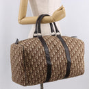 Christian Dior Trotter Canvas Boston Bag Brown Gold Auth 185175A-21