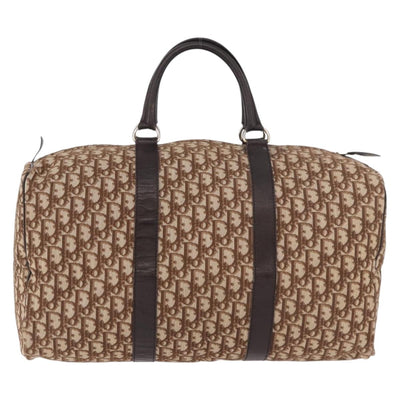 Christian Dior Trotter Canvas Boston Bag Brown Gold Auth 185175A - 0