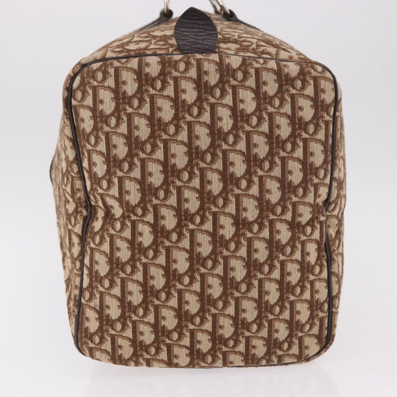 Christian Dior Trotter Canvas Boston Bag Brown Gold Auth 185175A