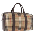 Burberrys Nova Check Boston Bag Canvas Beige Gold Auth 185176-1