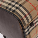 Burberrys Nova Check Boston Bag Canvas Beige Gold Auth 185176-14