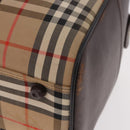 Burberrys Nova Check Boston Bag Canvas Beige Gold Auth 185176-15