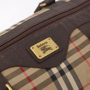 Burberrys Nova Check Boston Bag Canvas Beige Gold Auth 185176-19