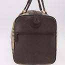 Burberrys Nova Check Boston Bag Canvas Beige Gold Auth 185176-4