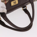 Burberrys Nova Check Boston Bag Canvas Beige Gold Auth 185176-7