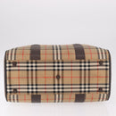 Burberrys Nova Check Boston Bag Canvas Beige Gold Auth 185176-5