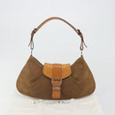 Christian Dior Shoulder Bag Suede Brown Silver Auth 185178V-12