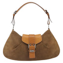 Christian Dior Shoulder Bag Suede Brown Silver Auth 185178V-13