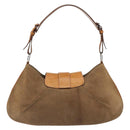 Christian Dior Shoulder Bag Suede Brown Silver Auth 185178V-2