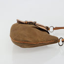 Christian Dior Shoulder Bag Suede Brown Silver Auth 185178V-3
