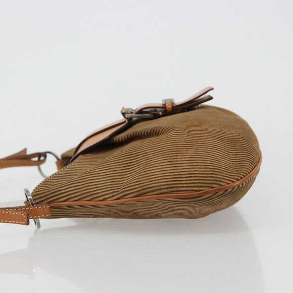 Christian Dior Shoulder Bag Suede Brown Silver Auth 185178V