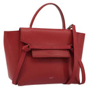 CELINE Belt Bag Micro Hand Bag Leather 2way Red Silver Auth 185181V-1