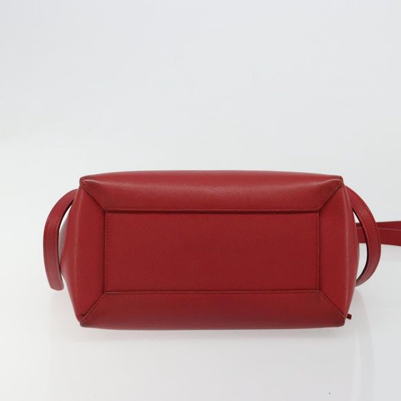CELINE Belt Bag Micro Hand Bag Leather 2way Red Silver Auth 185181V