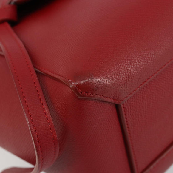 CELINE Belt Bag Micro Hand Bag Leather 2way Red Silver Auth 185181V
