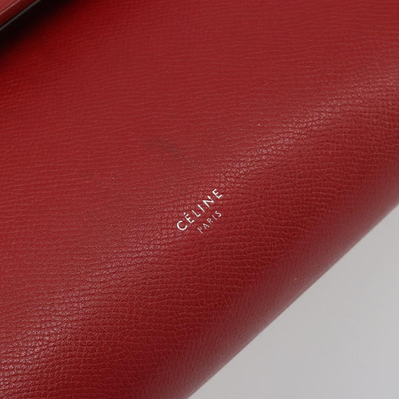 CELINE Belt Bag Micro Hand Bag Leather 2way Red Silver Auth 185181V