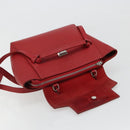 CELINE Belt Bag Micro Hand Bag Leather 2way Red Silver Auth 185181V-17