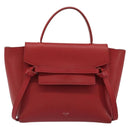 CELINE Belt Bag Micro Hand Bag Leather 2way Red Silver Auth 185181V-2