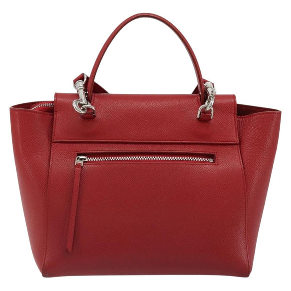 CELINE Belt Bag Micro Hand Bag Leather 2way Red Silver Auth 185181V