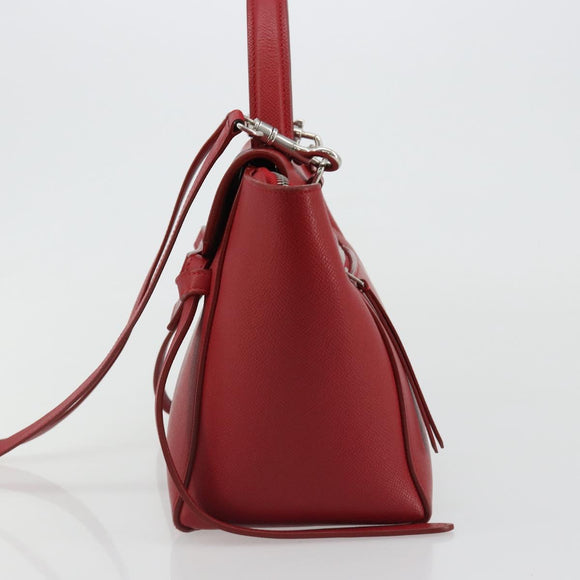 CELINE Belt Bag Micro Hand Bag Leather 2way Red Silver Auth 185181V