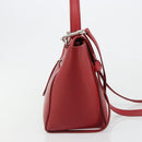 CELINE Belt Bag Micro Hand Bag Leather 2way Red Silver Auth 185181V-5
