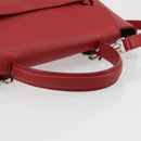 CELINE Belt Bag Micro Hand Bag Leather 2way Red Silver Auth 185181V-7