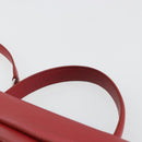 CELINE Belt Bag Micro Hand Bag Leather 2way Red Silver Auth 185181V-8