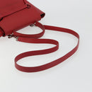 CELINE Belt Bag Micro Hand Bag Leather 2way Red Silver Auth 185181V-9