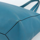LOEWE Anagram East West Tote Bag Leather Turquoise Blue Silver Auth 185182V-9