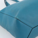 LOEWE Anagram East West Tote Bag Leather Turquoise Blue Silver Auth 185182V-14