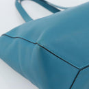 LOEWE Anagram East West Tote Bag Leather Turquoise Blue Silver Auth 185182V-16
