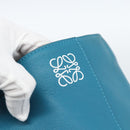 LOEWE Anagram East West Tote Bag Leather Turquoise Blue Silver Auth 185182V-17