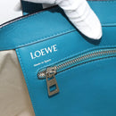 LOEWE Anagram East West Tote Bag Leather Turquoise Blue Silver Auth 185182V-18