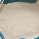 LOEWE Anagram East West Tote Bag Leather Turquoise Blue Silver Auth 185182V-10