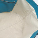 LOEWE Anagram East West Tote Bag Leather Turquoise Blue Silver Auth 185182V-19