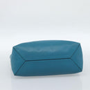 LOEWE Anagram East West Tote Bag Leather Turquoise Blue Silver Auth 185182V-5