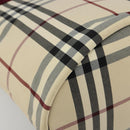 BURBERRY Nova Check Tote Bag Canvas Beige Silver Auth 185183A-11