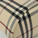 BURBERRY Nova Check Tote Bag Canvas Beige Silver Auth 185183A-13