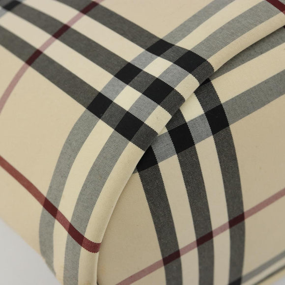 BURBERRY Nova Check Tote Bag Canvas Beige Silver Auth 185183A