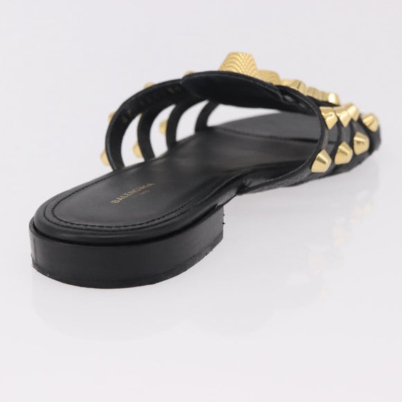 BALENCIAGA Sandals Leather Black Auth 185184A