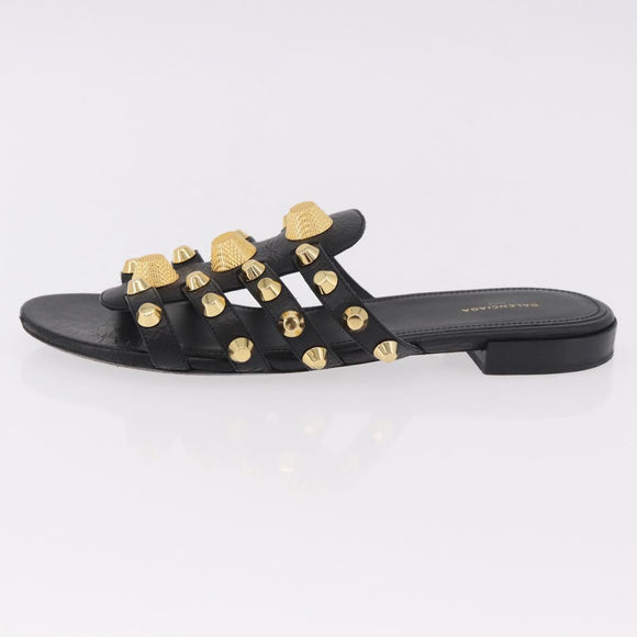 BALENCIAGA Sandals Leather Black Auth 185184A