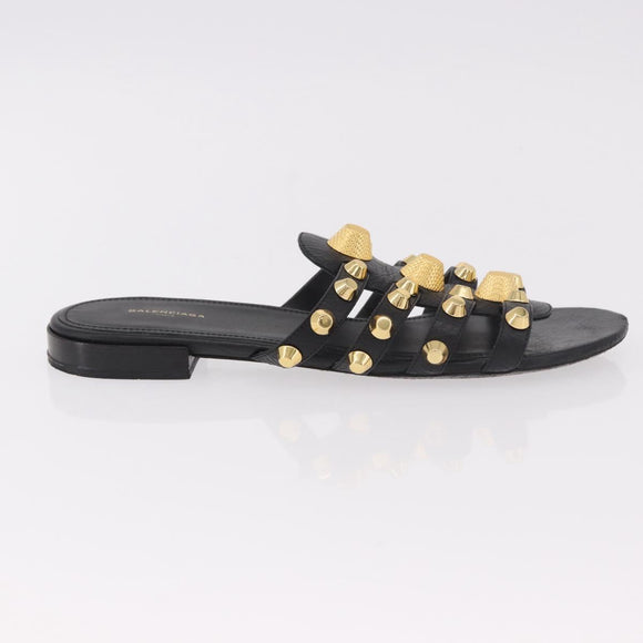 BALENCIAGA Sandals Leather Black Auth 185184A
